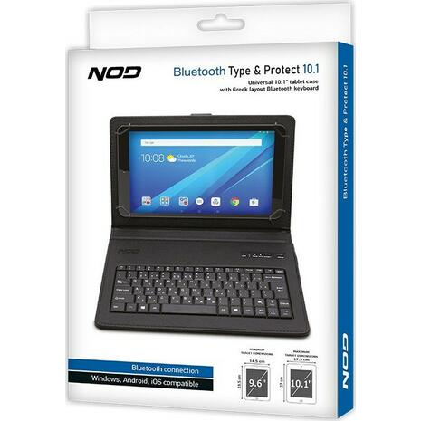 Θήκη Tablet 10.1" NOD BLUETOOTH TYPE & PROTECT Universal  με ενσωματωμένο Bluetooth πληκτρολόγιο Ελληνικά πλήκτρα